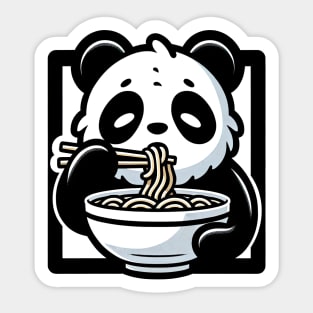 panda eating ramen noodles Sticker